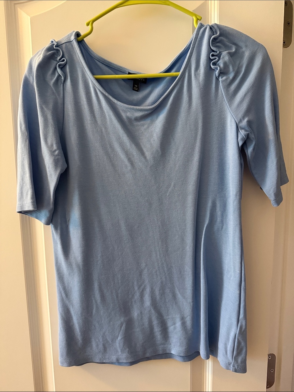 Talbots Light Blue Women’s Short Sleeve Top with Ruching